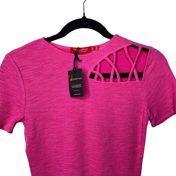 n:Philanthropy Irene Pink Fuchsia Cut Out Bodysuit Size Small NWT - Picture 8 of 8